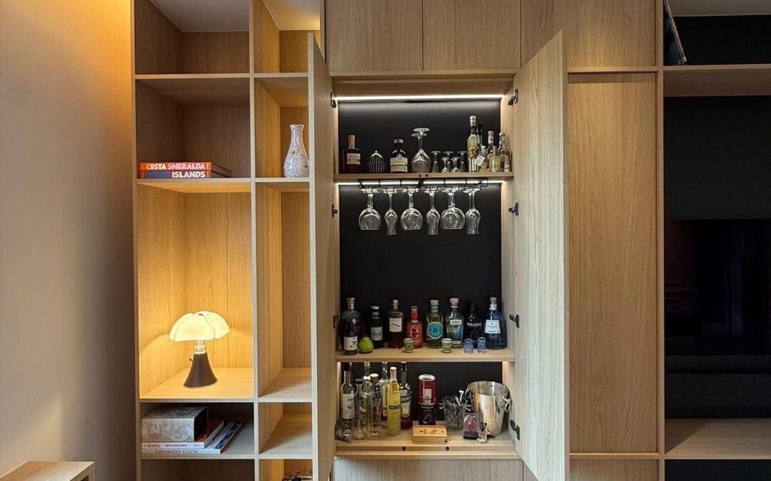 Bibliothèque et meuble pour rangement de verre et bouteilles